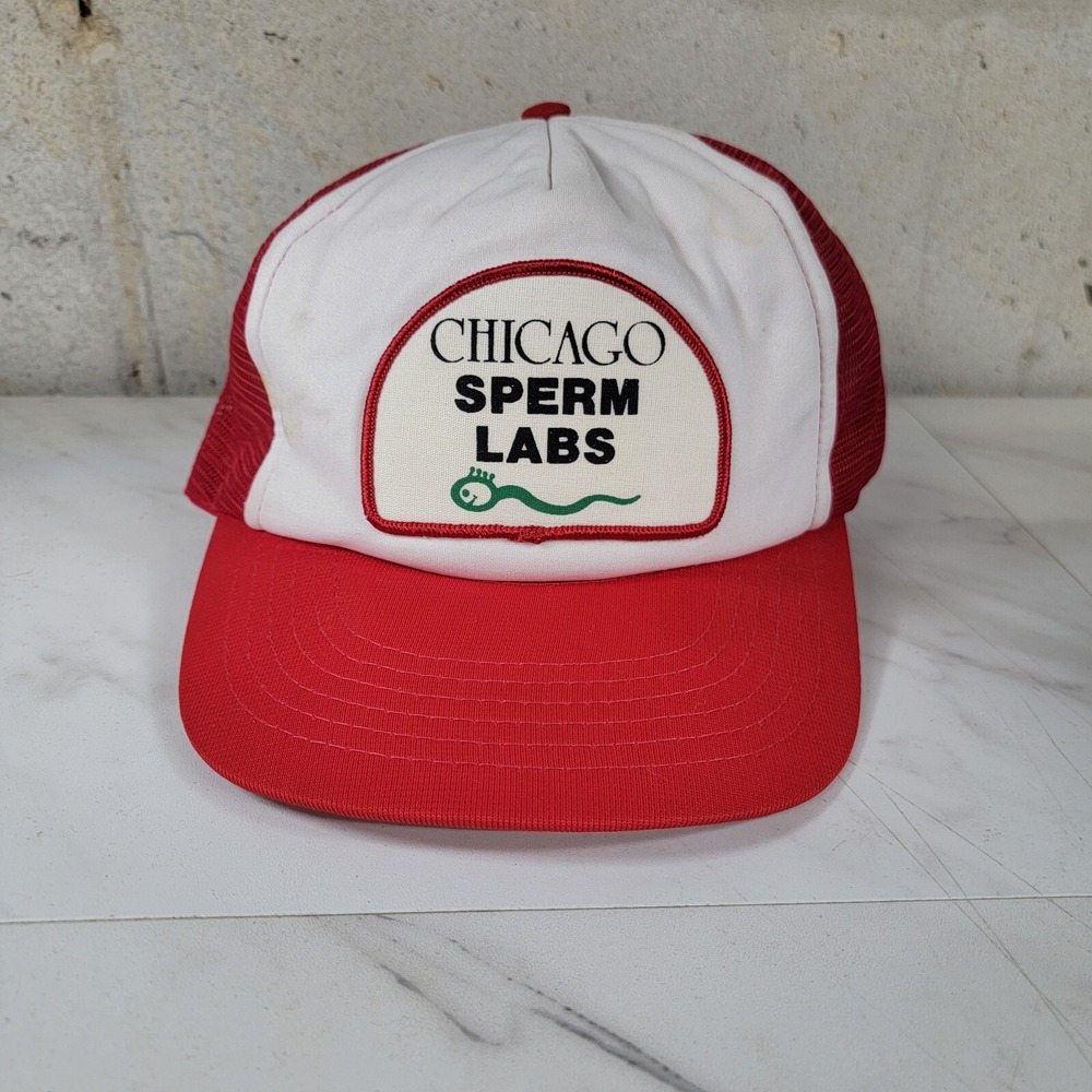 Funny Trucker Hat Chicago Sperm Lab american flag hat party costume gag gift cap